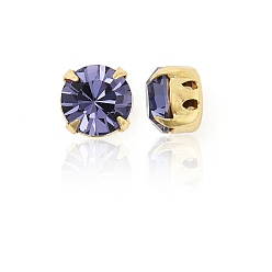 20410 Tanzanite Preciosa® maxima crystal в пришивной чашке, чешский хрусталь, с настройками латуни, 719 37 080 шатон (круглый), золотые, 20410 танзанит, ss 34 (7.05~7.25 мм)