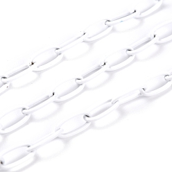 White Spray Painted Brass Cable  Chains, with Spool, Unwelded, White, 10x5x1mm, 32.8 Feet(10m)/roll