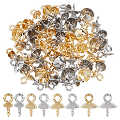 Золотой & Цвет Нержавеющей Стали 96 шт. 8 цвета 201 подвески из нержавеющей стали, для полузасушливых бусин, золотые и нержавеющая сталь цвет, 10x4~8 мм, отверстие : 2 мм, контактный: 1.2 mm, 12 шт / цвет
