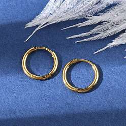 Real 18K Gold Plated PVD Vacuum Plating 304 Stainless Steel Huggie Hoop Earrings for Women, Real 18K Gold Plated, 14 Gauge, 13x1.6mm, Pin: 0.7mm