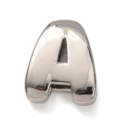 Letter A Латунные бусины, долговечный, стойки покрытие, без свинца и без кадмия, платина, буква a, 21x17x7 мм, отверстие : 18x4 мм