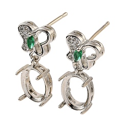 Платина Стойка покрытие латунь с кубическим цирконием серьги-гвоздики находка, без свинца и без кадмия, бабочка, платина, 21x10 мм, штифты : 1 мм