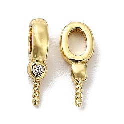 Белый Латунный микро-паве кубический кубик циркония жемчужина, долговечный, без кадмия и без свинца, реальный 18 k позолоченный, белые, 10.5x4x2 мм, отверстие : 3x2 мм, штифты : 0.8 мм