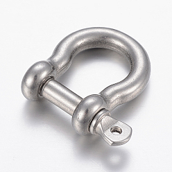 Stainless Steel Color 304 Stainless Steel D-Ring Anchor Shackle Clasps, Stainless Steel Color, 25x24mm, Hole: 1.8mm, Inner Diameter: 16x12.5mm