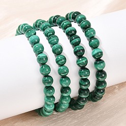 Малахит Браслеты-стрейч из натурального малахита, круглые, внутренний диаметр: 2-1/8~ 2-1/2 дюйм (5.25~6.4 см)