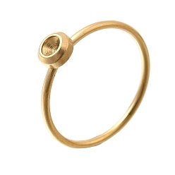 Золотой 304 оправа для колец из нержавеющей стали со стразами, золотые, лоток : 2.8 мм, 1.2 мм, размер США 6 (16.5 мм)