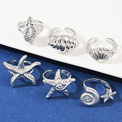 Mixed Shapes Латунные кольца-манжеты для женщин, без кадмия и без свинца, стойки покрытие, долговечный, платина, разнообразные, 14~25x13~26 мм, внутренний диаметр: регулируемый