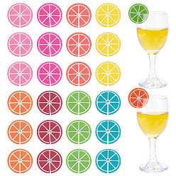 (52) Непрозрачная лаванда 8шт. оранжевые силиконовые подвески для бокалов, бокал маркер, разноцветные, 37x3 мм