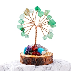 Зеленый Авантюрин Натуральные зеленые авантюриновые чипсы дерево жизни украшения, Медная проволока, энергетический камень фэн-шуй, подарок для женщин и мужчин, медитация, 30~40x50~70 мм