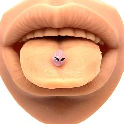 Средняя Орхидея Светящийся инопланетянин 304 нержавеющая сталь с кольцами для языка из смолы, цвет нержавеющей стали, средне орхидеи, 12 мм