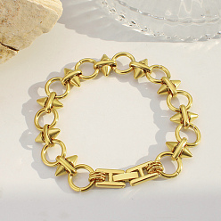 Bicone 304 женские браслеты-цепочки со звеньями из нержавеющей стали, реальный 18 k позолоченный, двухконусные, 7.87 дюйм (20 см)