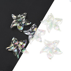 Разноцветный УФ-покрытие акриловыми шариками колпачки, радужный, цветок, красочный, 51x52.5x5.5 мм, отверстие : 1.5 мм