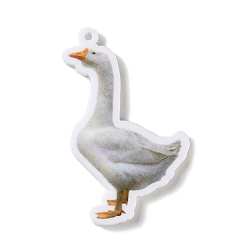 Goose Непрозрачные печатные акриловые подвески, животные прелести, гусиные талисманы, 42.5x25x2 мм, отверстие : 1.6 мм