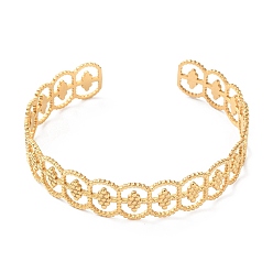 Золотой 304 полые овальные браслеты-манжеты из нержавеющей стали, золотые, внутренний диаметр: 2-3/8 дюйм (6 см)