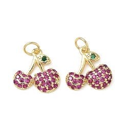 Настоящее золото 18K Латунные микро проложить кубического циркония подвески, стойки покрытие, черри прелести, без свинца и без кадмия, долговечный, с целью перехода в кольце, реальный 18 k позолоченный, 13.5x14x3 мм, отверстие : 3.2 мм