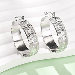Stainless Steel Color 304 Stainless Steel Hoop Earrings for Women, Stainless Steel Color, 33.5x31.5x8.5mm