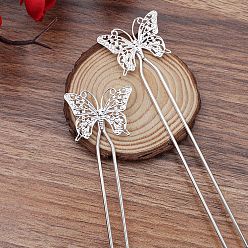 Серебро Поиск латунной вилки для волос в старинном стиле, для ювелирных украшений своими руками, бабочка, серебряные, 125 мм, 5 шт / комплект