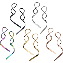 (52) Непрозрачная лаванда 5 пары 5 цвета волнообразная форма 304 серьги-подвески из нержавеющей стали, разноцветные, 46x11 мм, 1 пара / цвет