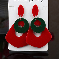 (123L) Белый крем непрозрачный блеск Акриловые болтаться серьги стержня, овальный со слезами, платина, огнеупорный кирпич, 73x45 мм