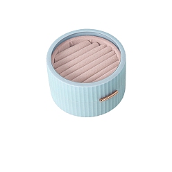 Himmelblau Ringaufbewahrungsboxen aus Kunststoff, Flachrund, Himmelblau, 9x5.5 cm