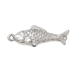 Нержавеющая Сталь Цвет 304 подвески из нержавеющей стали, рыбы прелести, цвет нержавеющей стали, 38x13.5x6 мм, отверстия : 1.8 mm и 1.6 мм