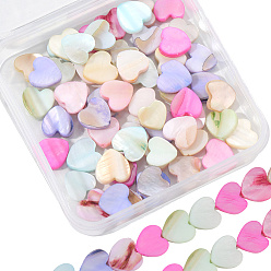 Сердце 2 нити макарон цвета натуральных ракушек нити, окрашенные, разноцветные, сердце, 9.5~10.5x10.5~11x2.5~3 мм, отверстие : 0.5 мм, около 41 шт / нитка, 15.75'' (40 см)