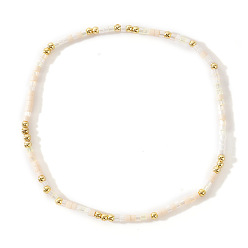 Снежный Минималистичные эластичные браслеты из пластика и латунных бусин для женщин, колонка, золотые, снег, 6.50 дюйм (16.5 см)