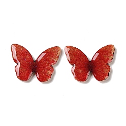Tomato Trsnaprent Epoxy Resin Pendants, Butterfly Charms, with Glitter Powder, Tomato, 22x29.5x3mm, Hole: 1.2mm