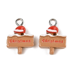 Другие Подвески из непрозрачной смолы на рождественскую тематику, с железной платиной петлей, вывески, 18x10.5x5 мм, отверстие : 2 мм