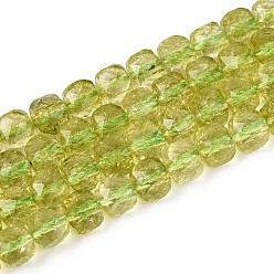 Цвет Оливы К 9 нити стеклянных бусин, имитация драгоценных камней, кубические, граненые, оливковый, 5~5.5x5~5.5x5~5.5 мм, отверстие : 0.6~0.8 мм, около 71~72 шт / нитка, 14.96~15.16 дюйм (38~38.5 см)