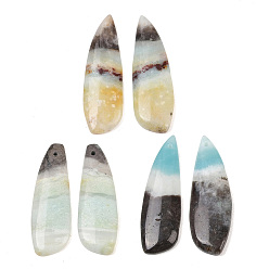 Flower Amazonite Подвески из натуральных цветов амазонита, крылатые прелести, 38~40x13~13.5x4~5 мм, отверстие : 1.2 мм