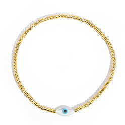 Horse Eye 1ПК богемные летние стеклянные бисерные браслеты, браслеты из ракушек для женщин, лошадиный глаз , внутренний диаметр: 6-7/8 дюйм (17.5 см)