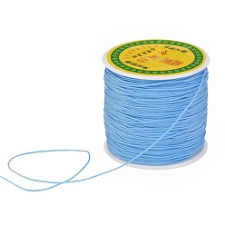 Light Sky Blue Braided Nylon Thread, Chinese Knotting Cord Beading Cord for Beading Jewelry Making, Light Sky Blue, 0.8mm, about 100yards/roll