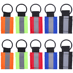 (52) Непрозрачная лаванда 10шт. 5 цвета прямоугольные полиэстерные брелоки-подвески, с железным кольцом, чёрные, разноцветные, 63x27x3 мм, 20 шт / цвет