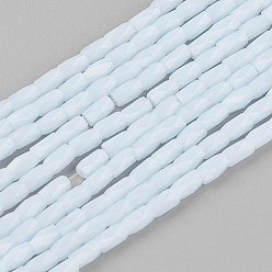 Ghost White Opaque Color Glass Beads Strands, Imitation Austrian Crystal, Faceted, Column, Ghost White, 5~6x3mm, Hole: 0.8mm, about 80pcs/strand, 17.5 inch(44.5cm)