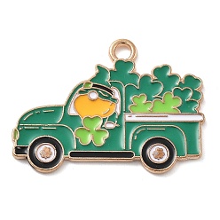 Автомобиль Подвески из сплава , с эмалью, ирландский фестиваль, тема шляпы клевера, автомобиль, 21x28x1.5 мм, отверстие : 2 мм