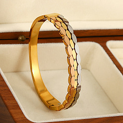 Многоцветный 304 женские шарнирные браслеты из нержавеющей стали, лошадиный глаз , многоцветные, внутренний диаметр: 2-1/2 дюйм (6.5 см)