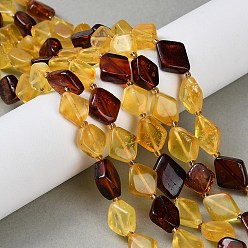 (52) Непрозрачная лаванда Янтарные шарики нити, ромб, с бисером, разноцветные, 9~13x8~11x4~5.5 мм, отверстие : 0.7 мм, около 31~32 шт / нитка, 15.08''~15.39'' (38.3~39.1 см)