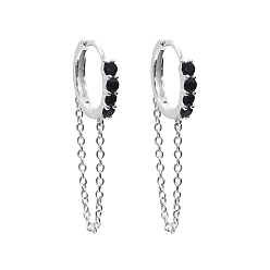 Серебро S925 серебряные круглые серьги с цепочкой из циркония, украшение для ушей в виде кисточки