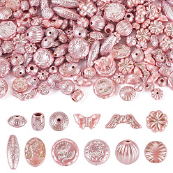 Бледно-Розовый 100г перламутровых непрозрачных акриловых бусин, разнообразные, розовый жемчуг, 9~18x8.5~29x3~14 мм, отверстие : 1.6~4 мм