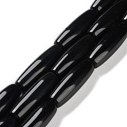 Rice Нити бусин из натурального черного оникса-агата, окрашенная и подогревом, рис, 34.5~35.5x10~11 мм, отверстие : 2.2 мм, около 11 шт / нитка, 15.47'' (39.3 см)