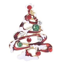 Красный Эмалированные булавки на елку, Броши из сплава со стразами для рюкзака, красные, 49x38 мм