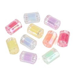 Mixed Color Transparent Plastic Beads, Column, Bead in Bead, AB Color Plated, Faceted, Mixed Color, 12x7x7mm, Hole: 2.5mm, about 1160pcs/500g