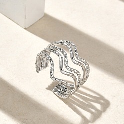 Нержавеющая Сталь Цвет 304 Многослойные открытые кольца-манжеты из нержавеющей стали для женщин, цвет нержавеющей стали, 20 мм, внутренний диаметр: 19 мм