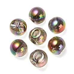 Черный УФ-покрытие радужными переливающимися акриловыми бусинами, круглые бусины судзумару, чёрные, 16.5x16.5 мм, отверстие : 3.5 мм