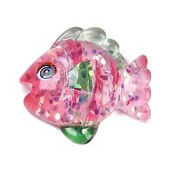 Fish Кабошоны из смолы на тему морских организмов, с блестка, рыба, 26x28x8.5 мм