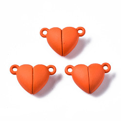 Помидор Магнитные застежки из сплава, окрашенные распылением, с петлями, без кадмия, без никеля и без свинца, сердце, помидор, 10.5x16x7 мм, отверстие : 1.2 мм