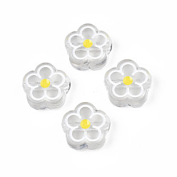 Белый Дым Прозрачные акриловые бусины, с эмалью, цветок, серый, 19x19x7 мм, отверстие : 3 мм