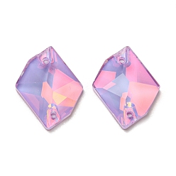 Фиолетовый Мокко(мк) неправильный ромб пришить по стразам, 2 звенья отверстий, плоская задняя и задняя, аксессуары для одежды, фиолетовые, 17~17.5x13~14x4.5~5 мм, отверстие : 1 мм, 28 шт / совет