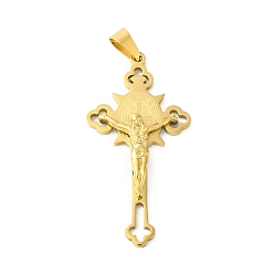 Золотой Вакуумное покрытие pvd 304 большие подвески из нержавеющей стали, подвеска в виде креста-распятия, золотые, 56x28x6 мм, отверстие : 8x5 мм